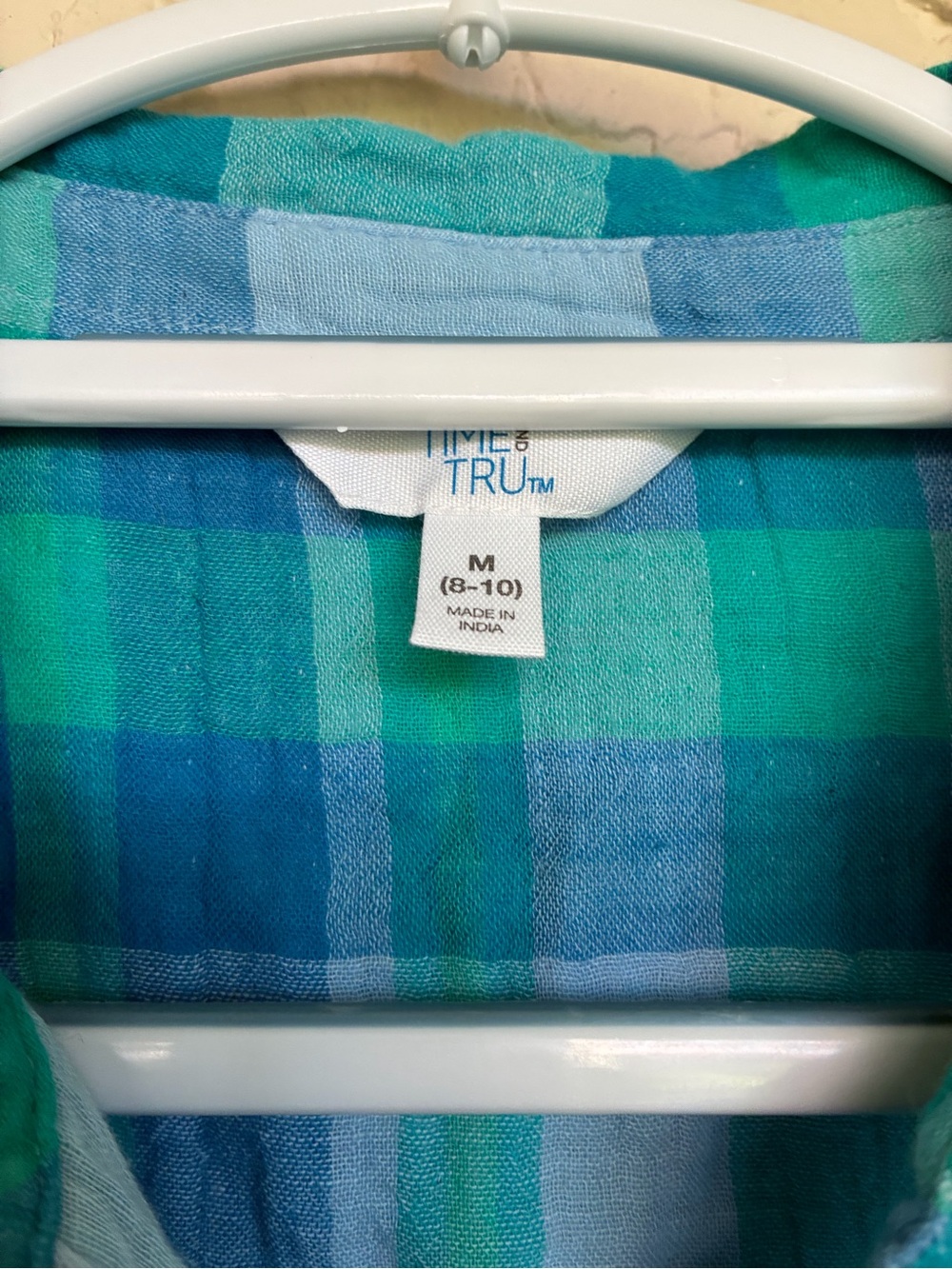 Sleeveless Plaid Button-Front Shirt - Teal & Blue - Picture 3 of 4